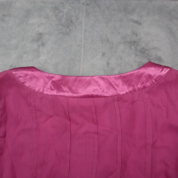 Worthington Shirt Womens 8 Pink Sleeveless Crew Neck Pleated Solid Back Zip Top - Picture 16 of 16